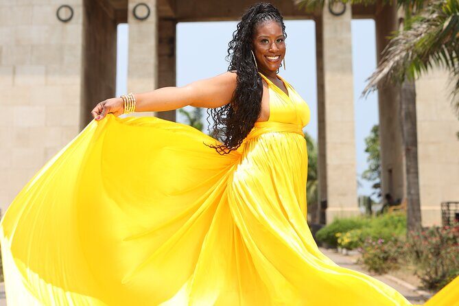 Luxury Flying Dress Photoshoot in Accra - Makeup, Styling, and Changing at the Square